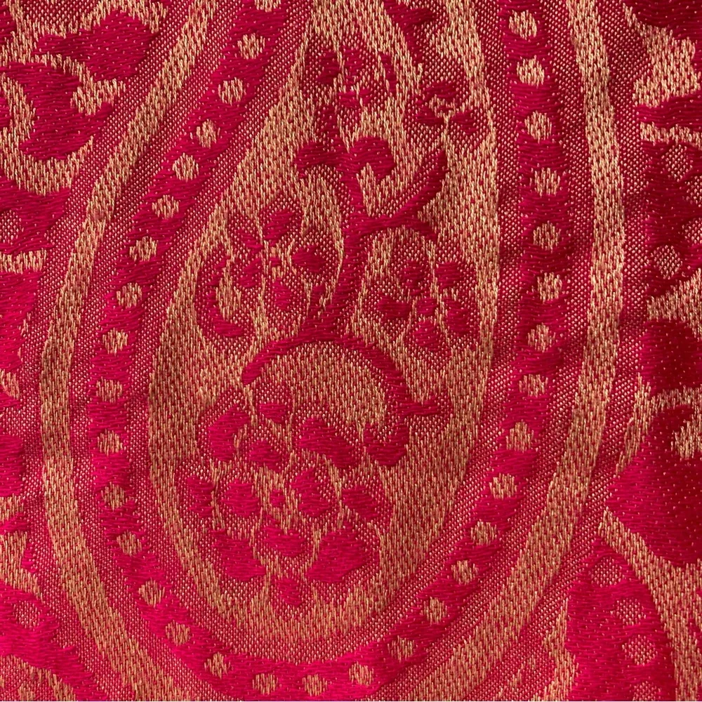 Pashmina Scarf Shawl Red and Gold Paisley 68” x 26” Not Counting Fringe